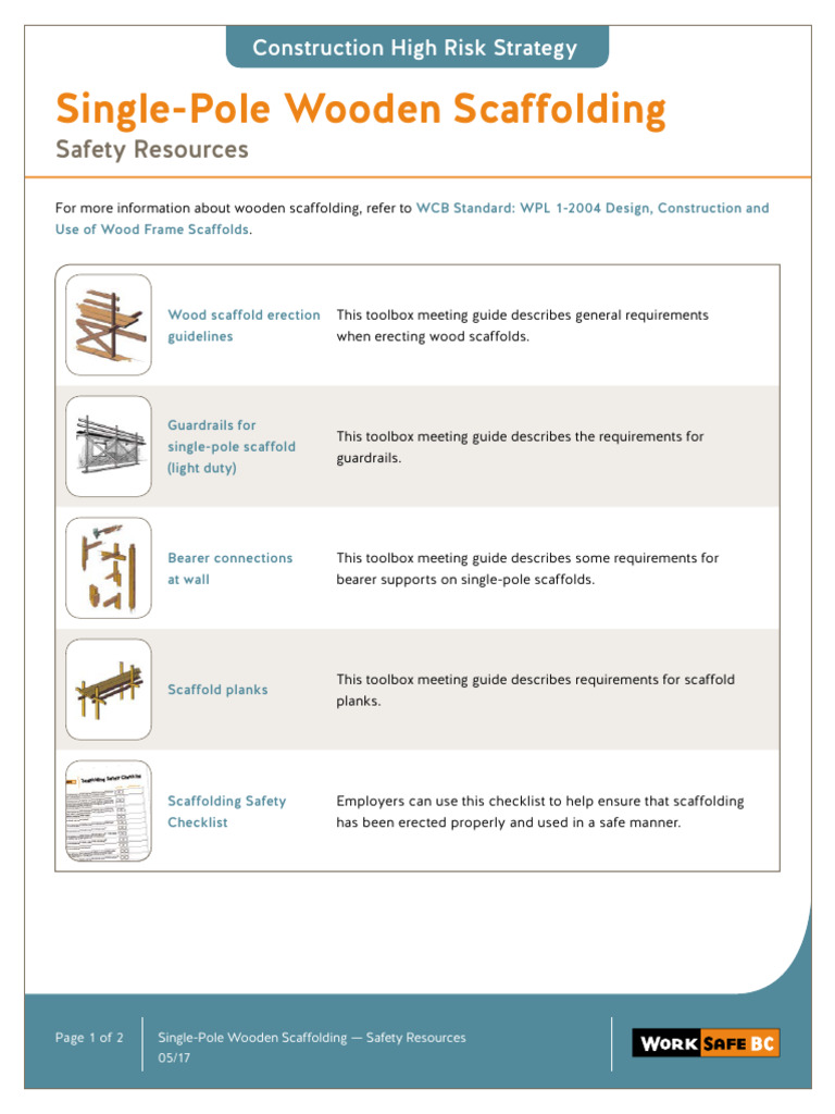 Single Pole Wooden Scaffolding Safety Resources PDF en | PDF