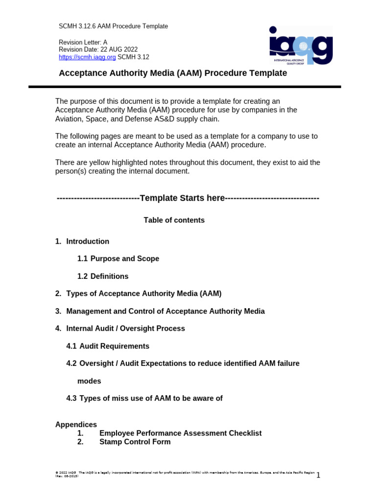 AAM Procedure Template for AS&D Supply Chain | PDF | Audit | Identity ...