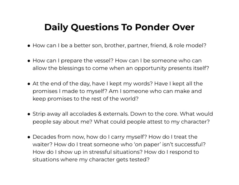 Daily Questions to Ponder Over | PDF