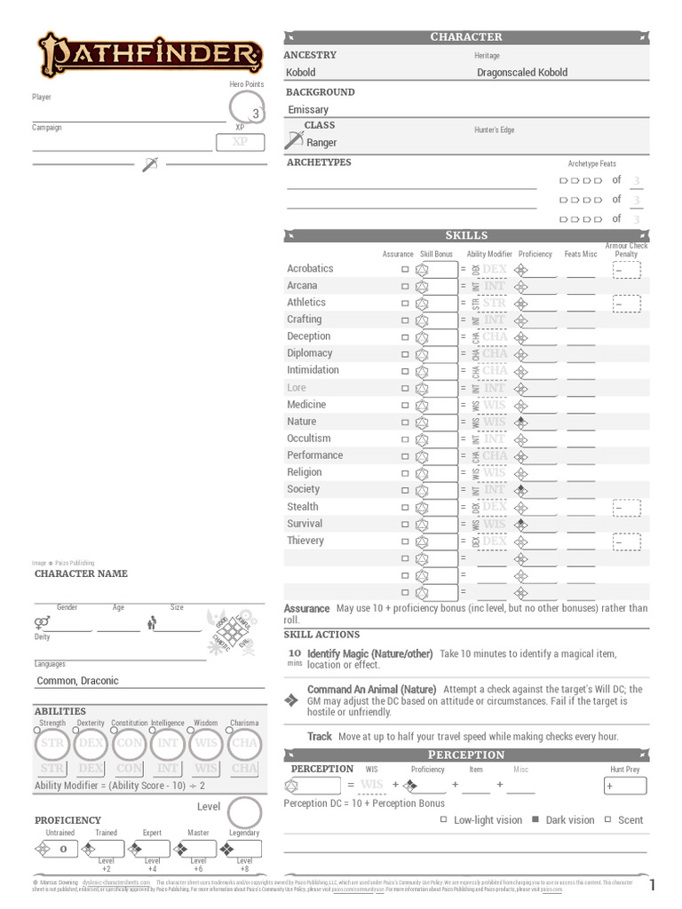 Pathfinder Character Sheet Template | PDF | D20 System | Gary Gygax Games
