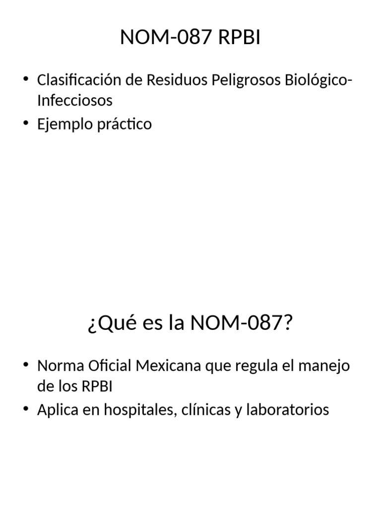 NOM 087 Clasificacion RPBI | PDF