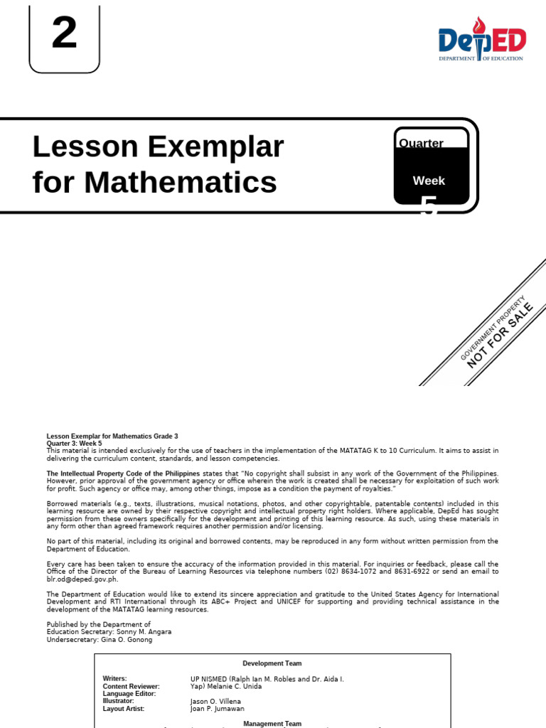 Grade 3 Math Lesson Plan Week 5 | PDF | Learning | Copyright