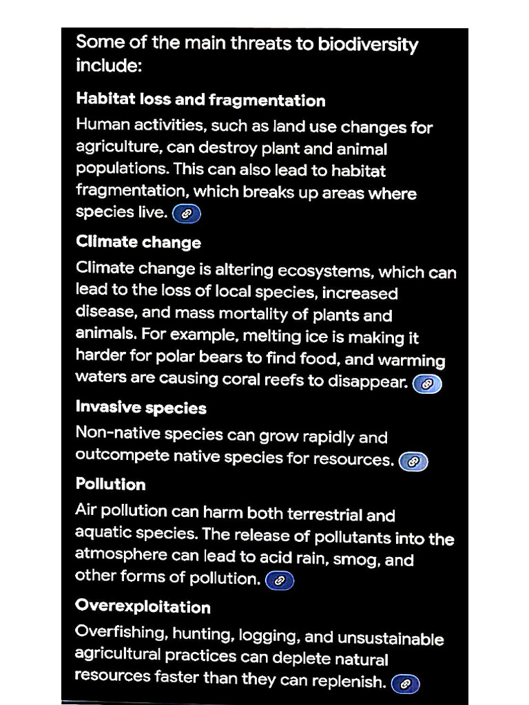 Major Threats to Biodiversity and Conservation of Biodiversity | PDF