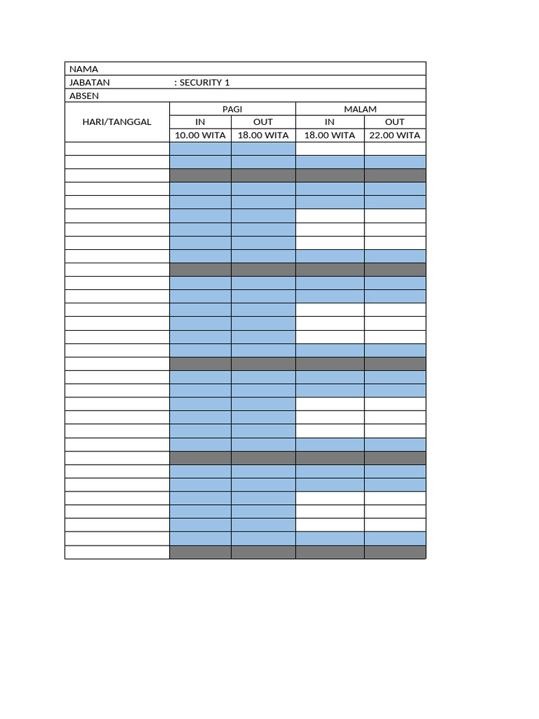 Security 1 Attendance Log | PDF