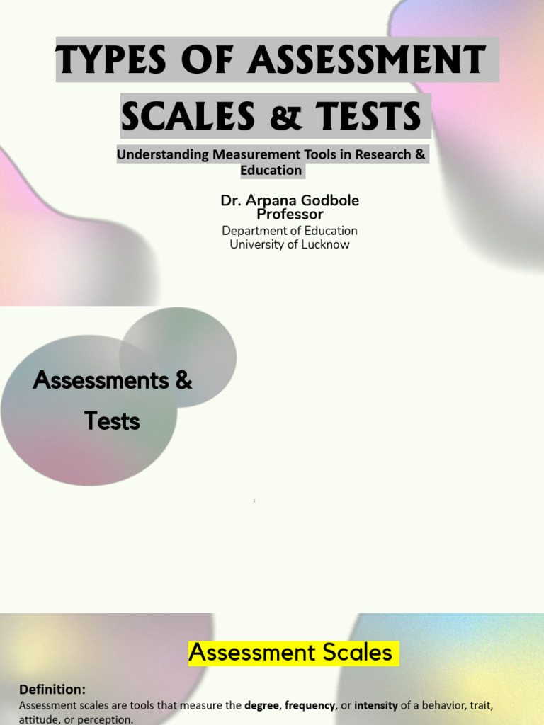 Assessment Scales and Tests in Education | PDF | Educational Assessment ...