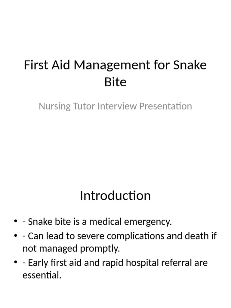 Snake Bite First Aid Guidelines | PDF