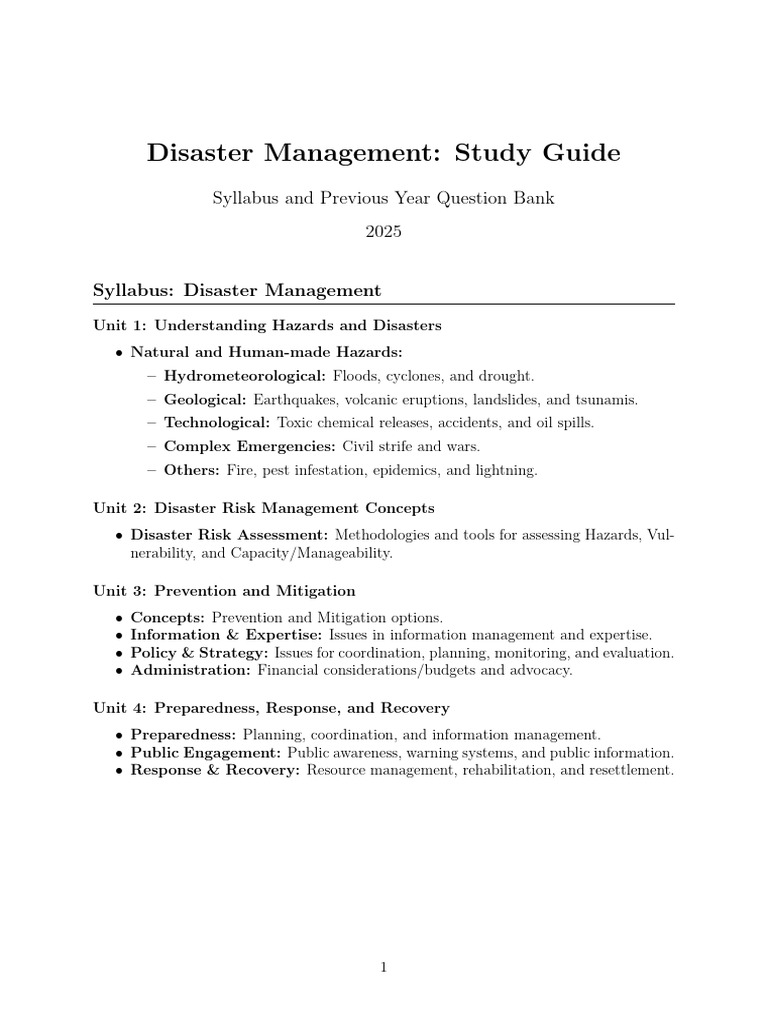 Disaster Management Study Guide 2025 | PDF | Natural Disasters ...