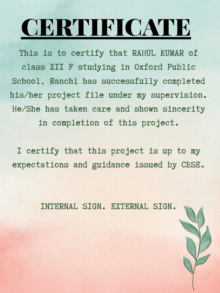 Project Completion Certificate Template | PDF