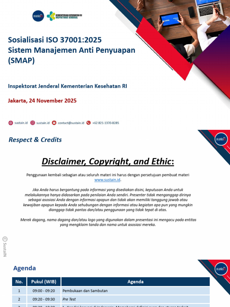 Sosialisasi ISO 37001:2025 SMAP Kemenkes | PDF