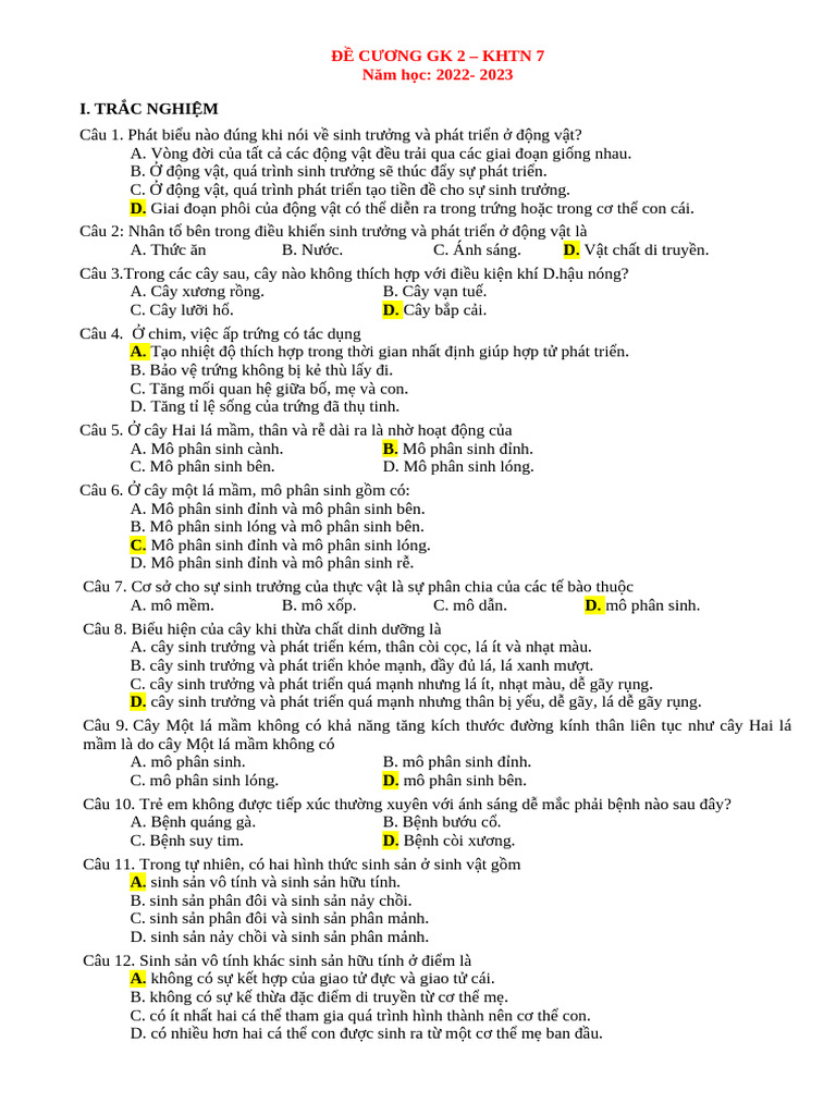 GK 2 - Sinh | PDF