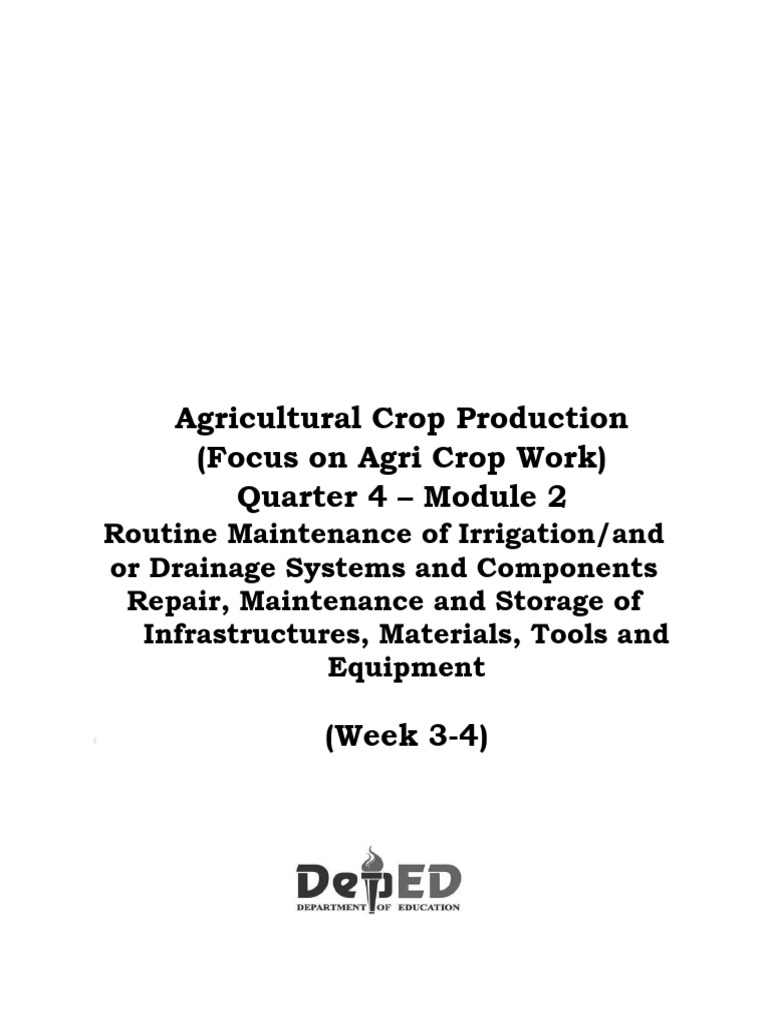 Agricrop-10 Quarter4 Module2 Week3-4 Passed | PDF | Irrigation | Road