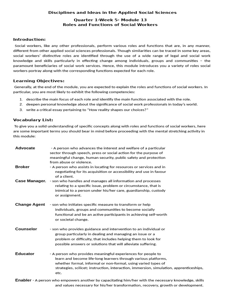Social Work Module 13-14 | PDF | Social Work | Learning