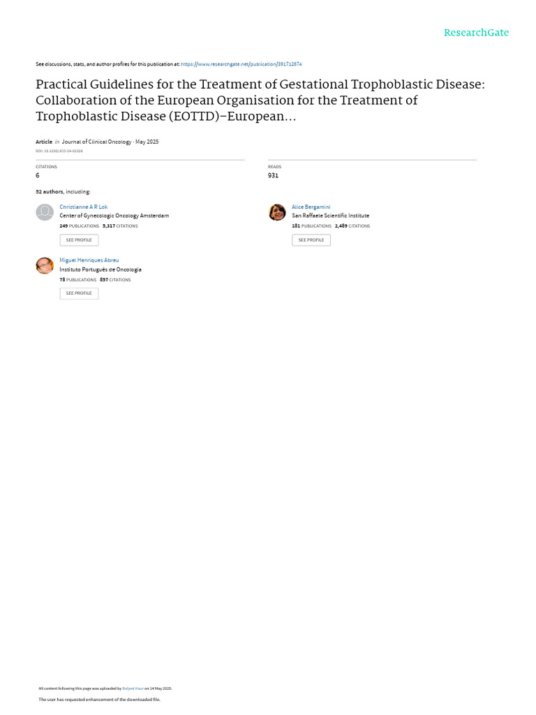 Guidelines for Gestational Trophoblastic Disease | PDF | Human ...