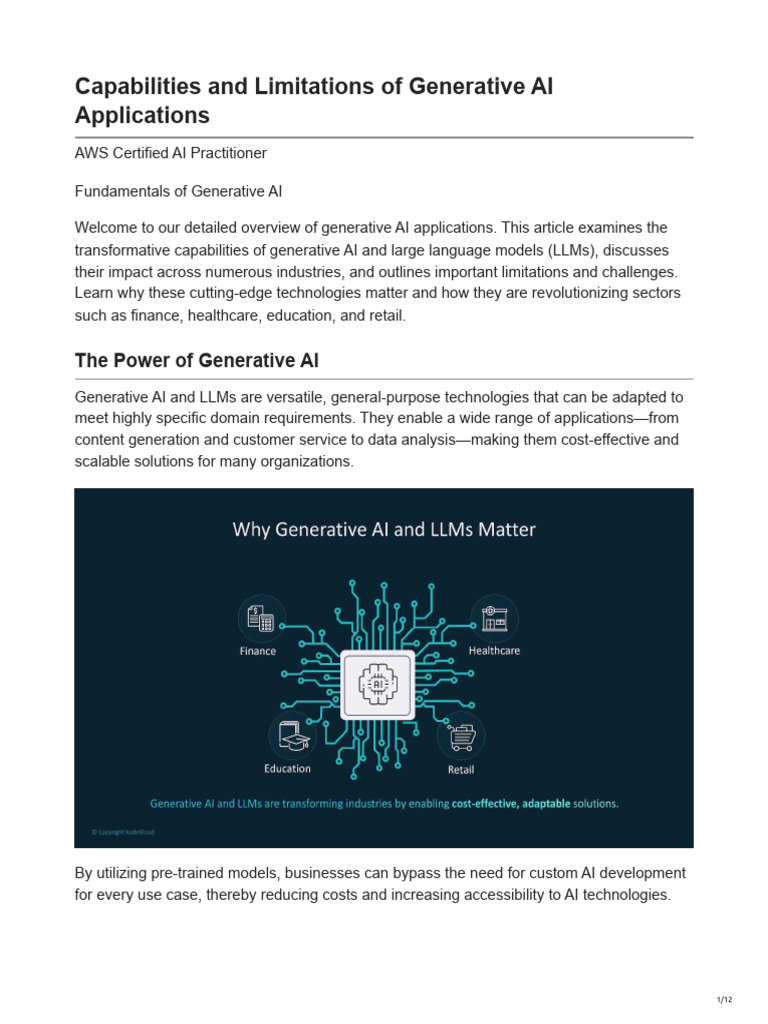 Capabilities and Limitations of Generative AI Applications | PDF ...