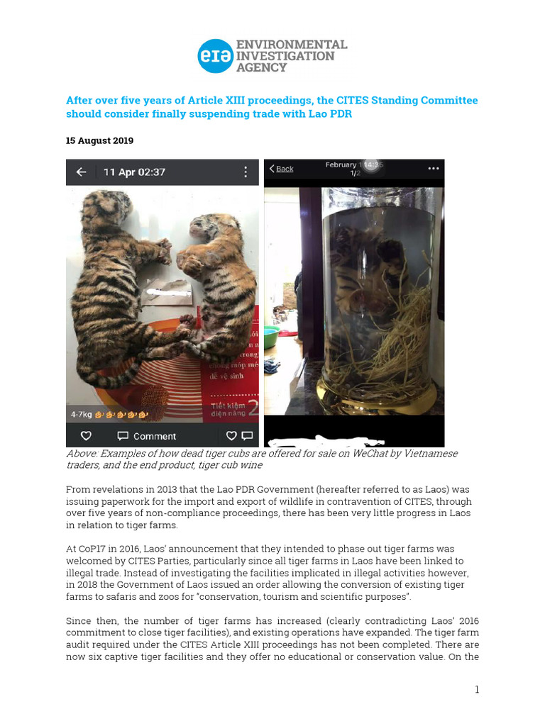 EIA Document Tiger Trade in Lao PDR and Call For Trade Suspensions at ...