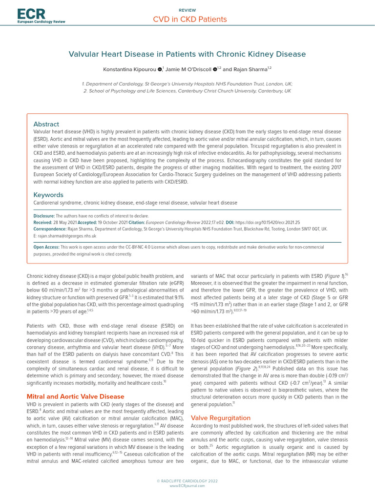 Valvular Heart Disease in CKD Patients | PDF | Chronic Kidney Disease ...