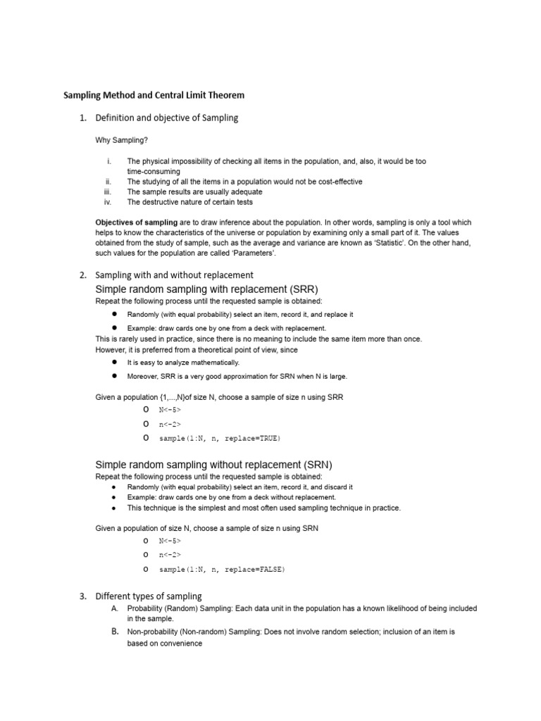 Sampling Methods Explained: SRS, Stratified, and More | PDF | Sampling ...
