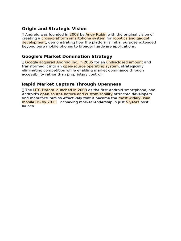 Android's Rise: Vision and Strategy | PDF
