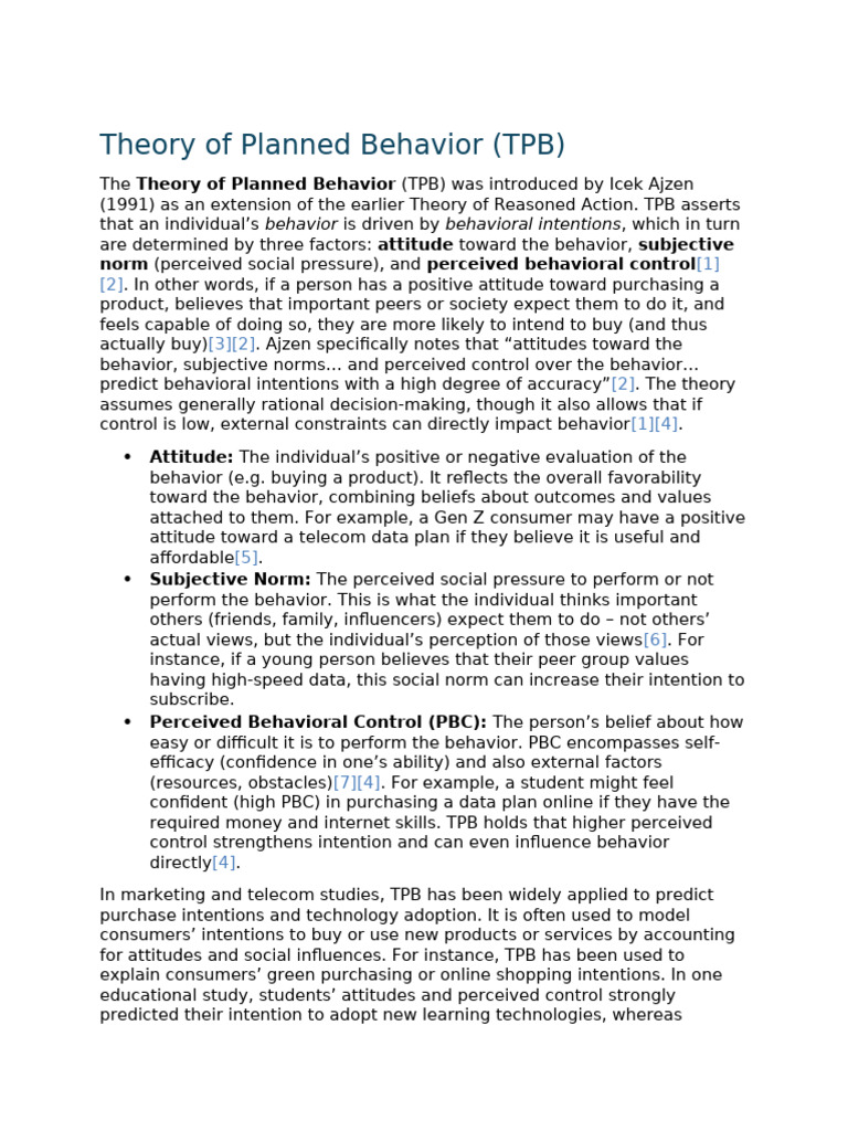 Theory of Planned Behavior (TPB) | PDF | Attitude (Psychology) | Behavior