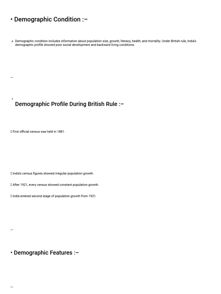 British India's Demographic Challenges | PDF
