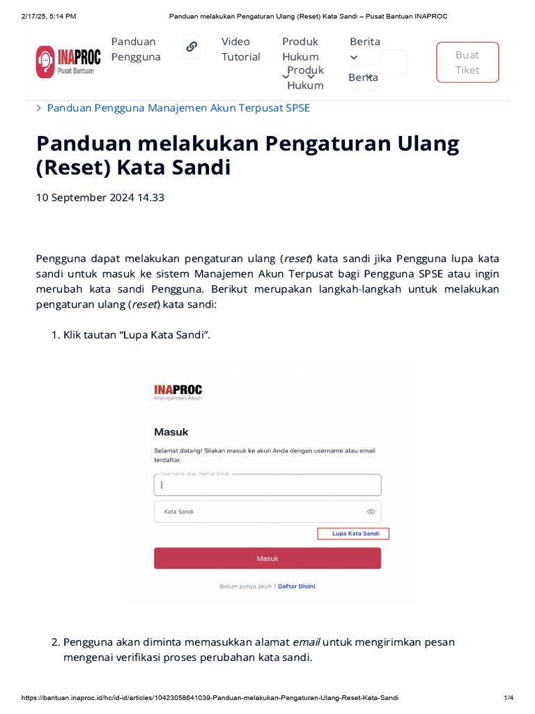 Reset Kata Sandi SPSE: Panduan Lengkap | PDF