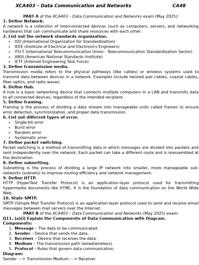 Data Communication and Networks Exam Guide | PDF | Computer Network ...