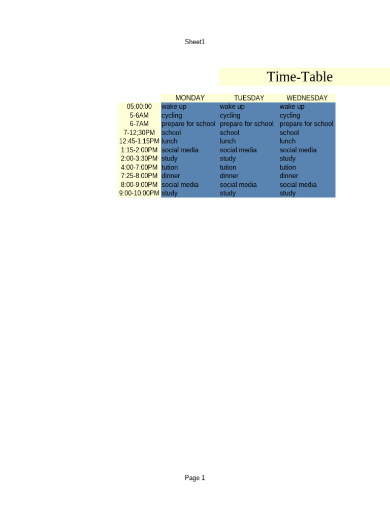 Weekly Study and Activity Schedule | PDF
