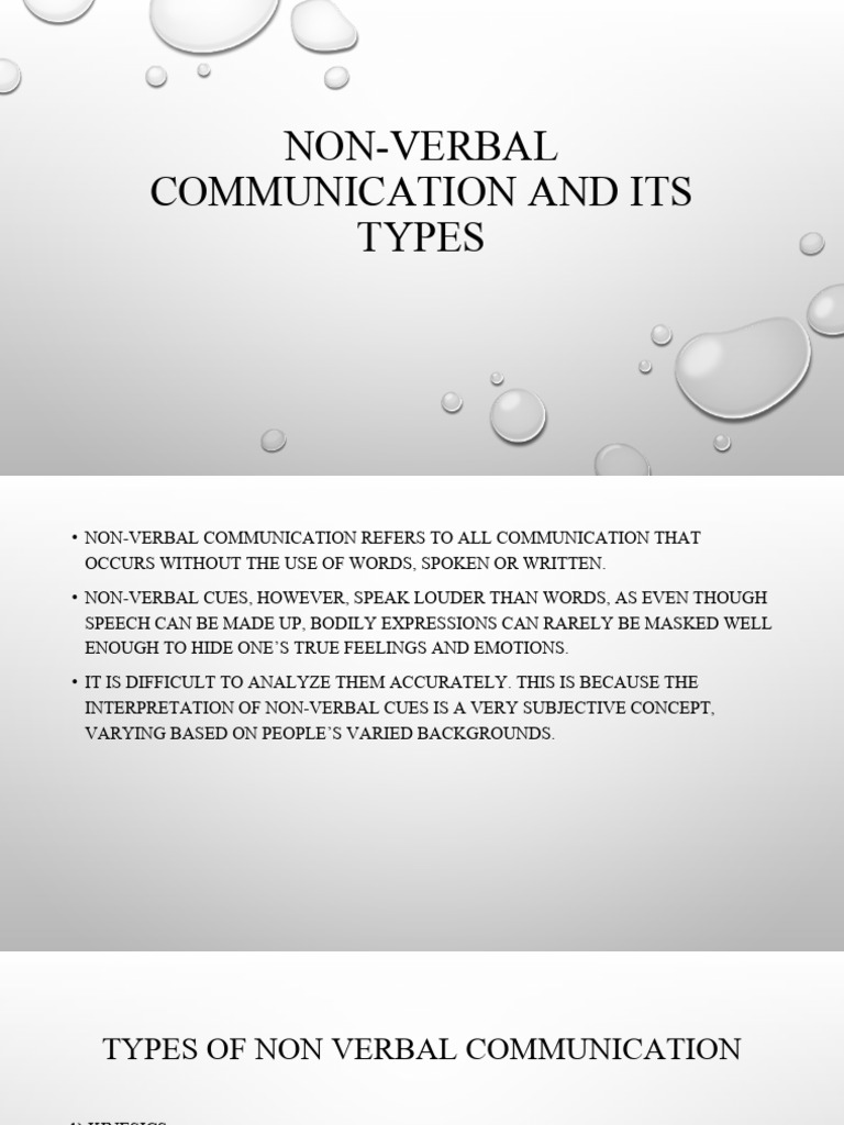 Types of Non-Verbal Communication | PDF | Nonverbal Communication ...