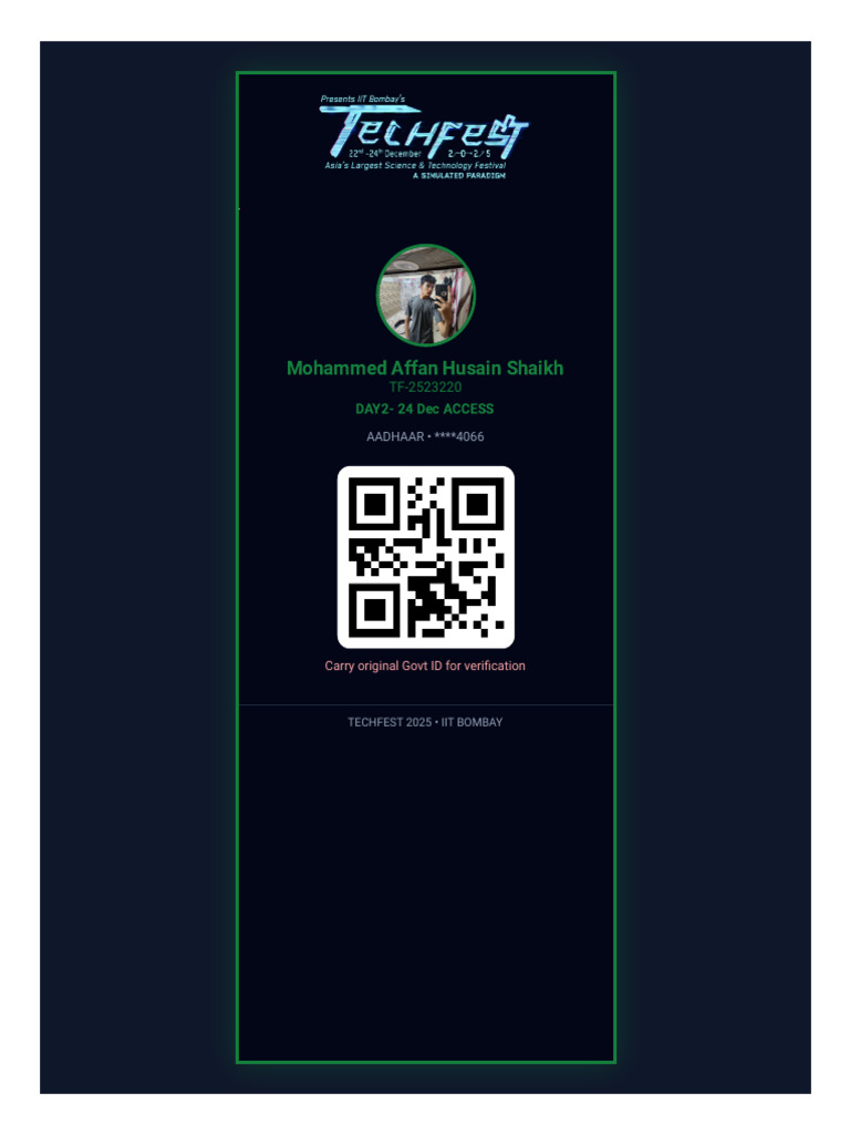 TechFest 2025 IIT Bombay Access Info | PDF