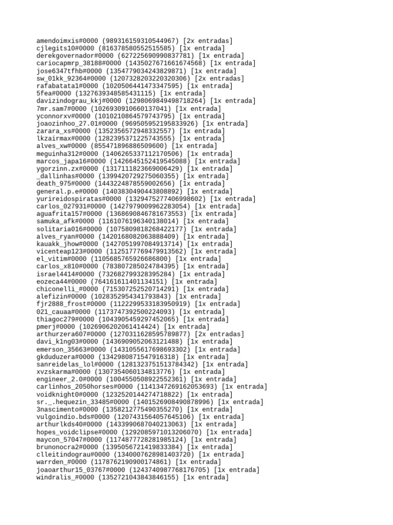 User Entries and IDs List | PDF