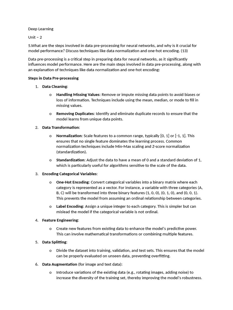 Data Pre-processing for Neural Networks | PDF | Mean Squared Error ...