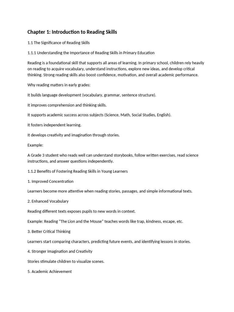 Importance of Reading Skills in Education | PDF | Reading Comprehension ...