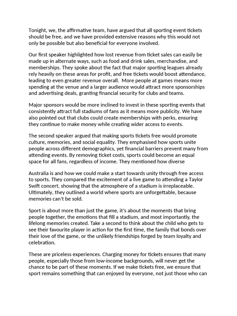 3rd Speaker Debate Speech | PDF