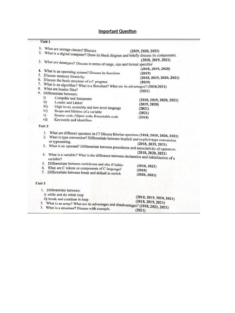 Important Question Pps | PDF
