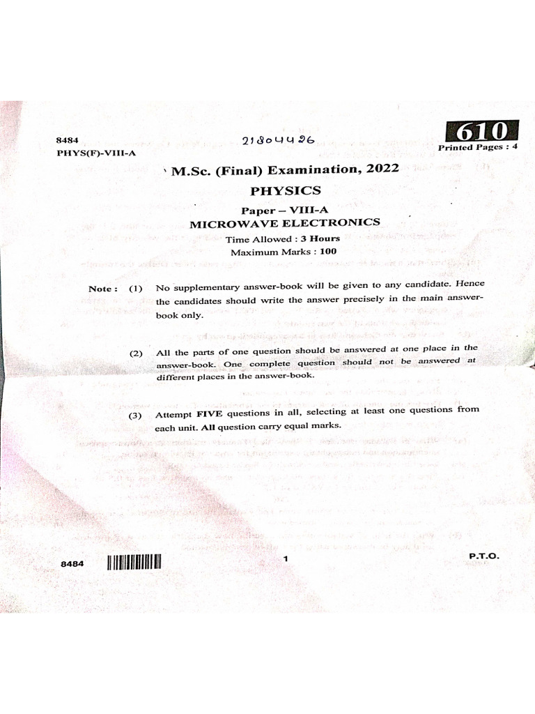 All MSC Physics Final Papers-2022 | PDF
