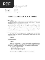Download Ringkasan Materi Block Cipher by Yunita Rahmayanti SN97613764 doc pdf