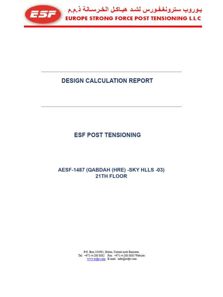 ESF Post Tensioning Design Report | PDF | Young's Modulus | Beam ...
