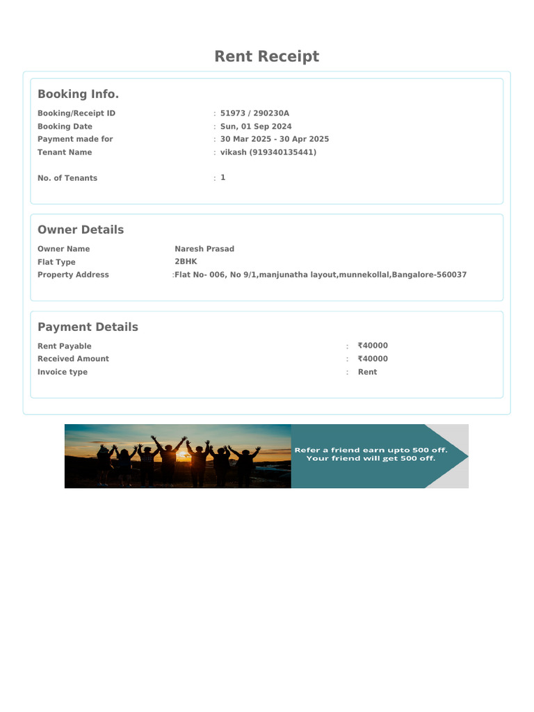 Rent Receipt 1767429339 April | PDF