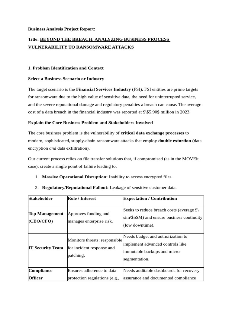 Business Analysis Project Report-Somnaath | PDF | Ransomware | Security