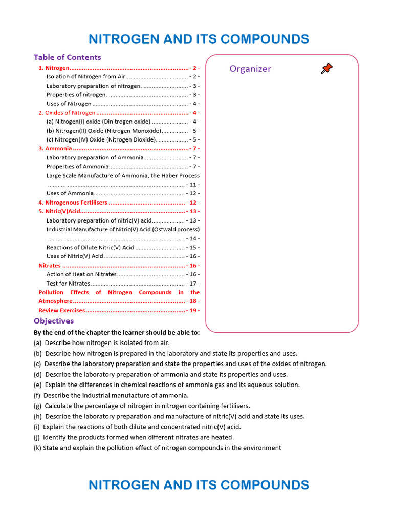 3.4 Nitrogen and its Compounds | PDF | Nitrogen | Nitric Acid