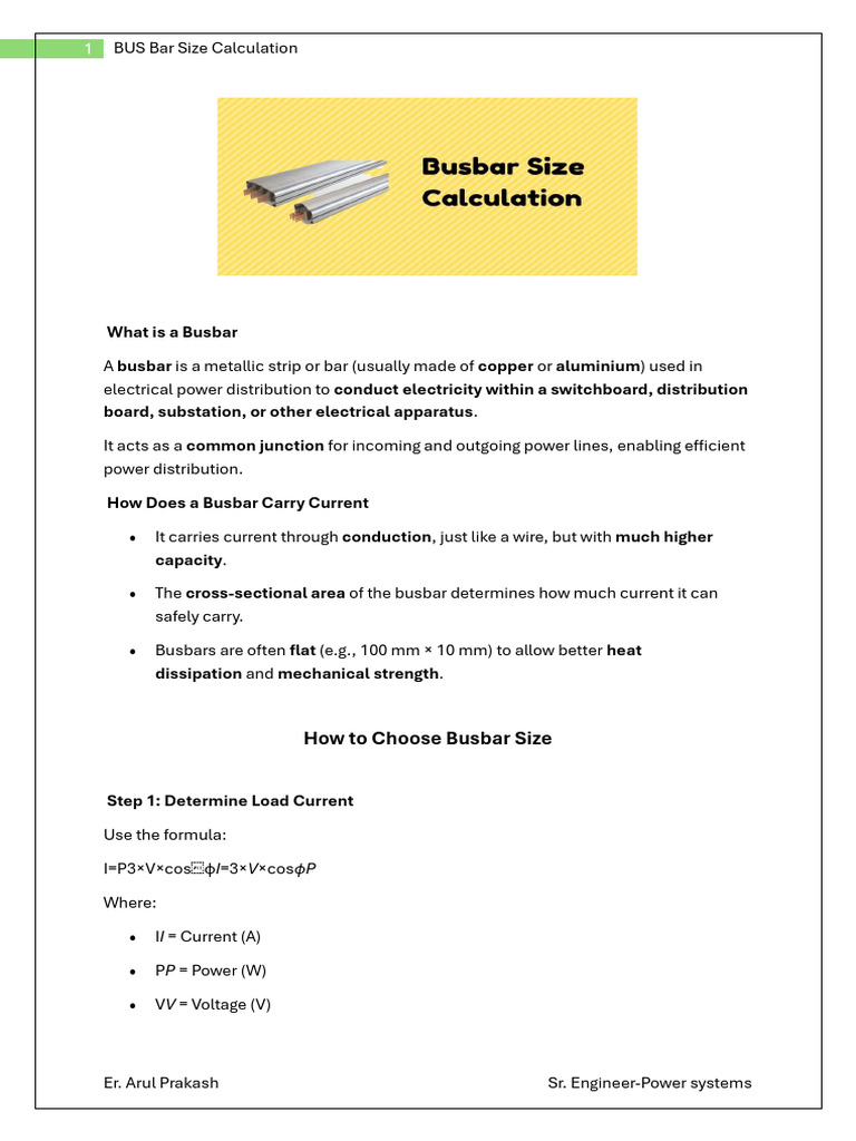 Busbar Size Calculation Guide | PDF | Electrical Engineering | Electric ...