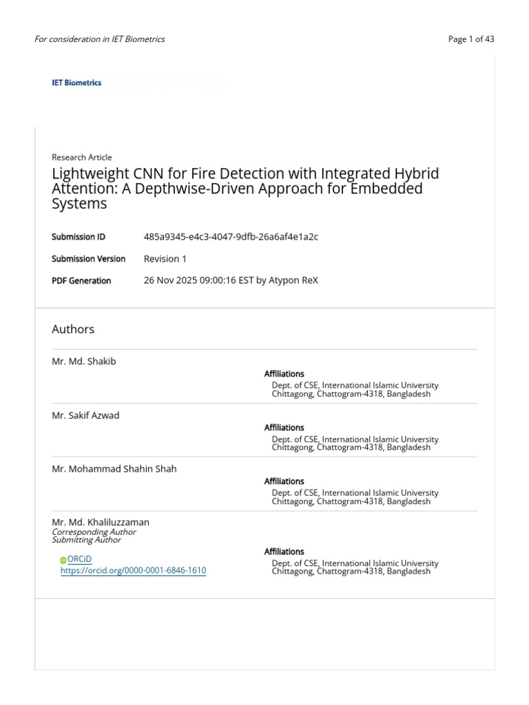 Lightweight CNN For Fire Detection With Integrated Hybrid Attention: A ...
