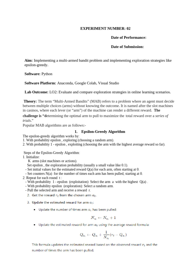 Epsilon-Greedy Algorithm in Python | PDF | Applied Mathematics ...