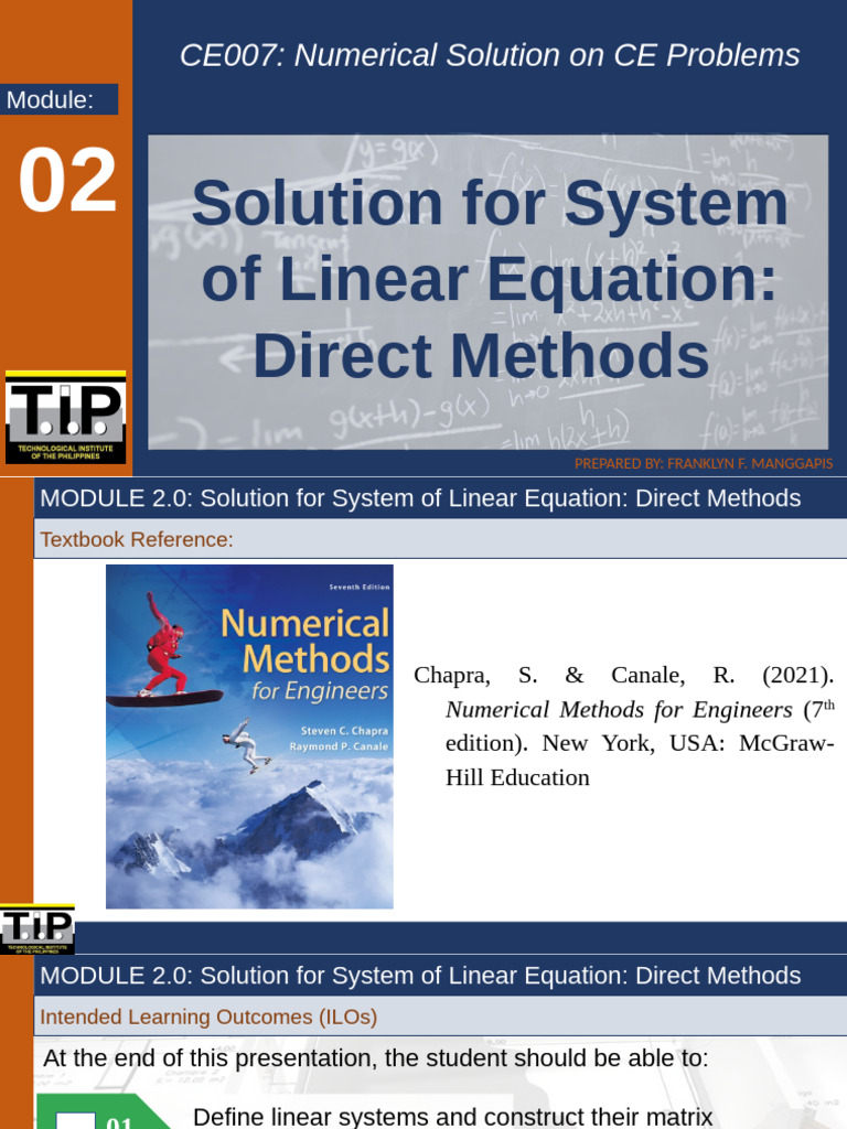 Direct Methods for Linear Equations | PDF | System Of Linear Equations ...