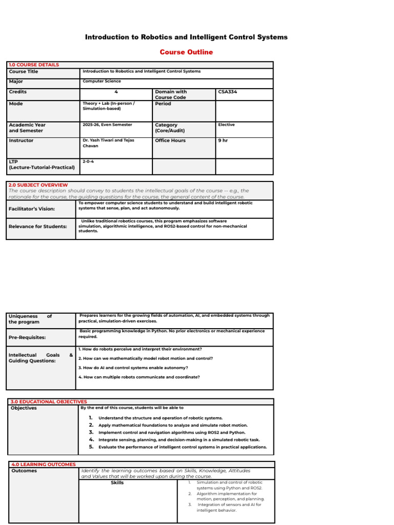 NST__RU _ Course Outline Introduction to Robotics and Intelligent ...