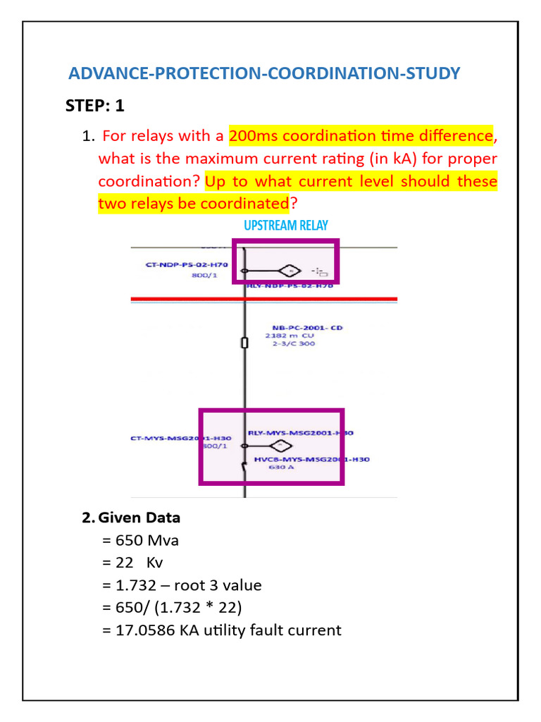 Relay Coordination Study for Fault Currents | PDF