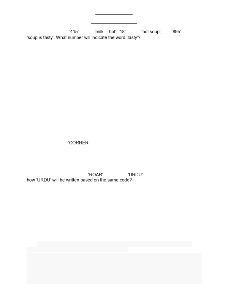 Coding and Decoding Questions for Class 7 | PDF