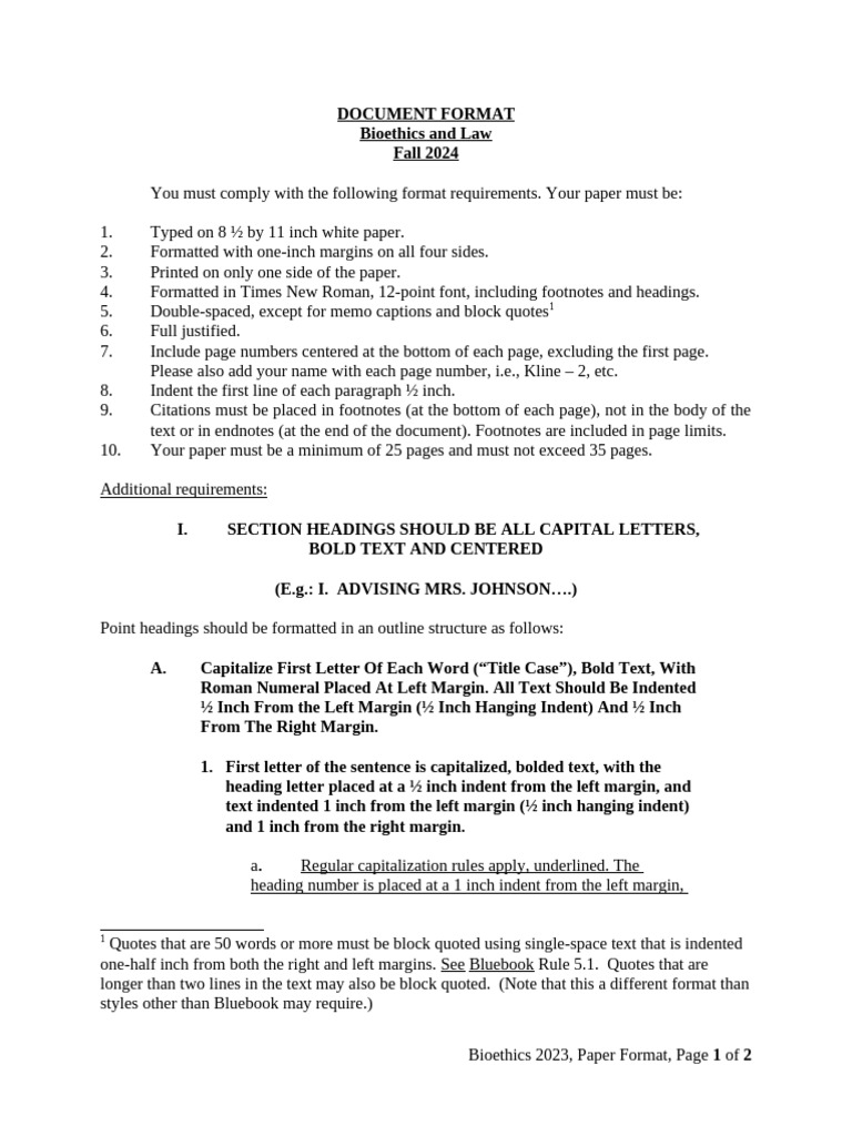 Bioethics Paper Formatting Guide | PDF | Note (Typography) | Paragraph