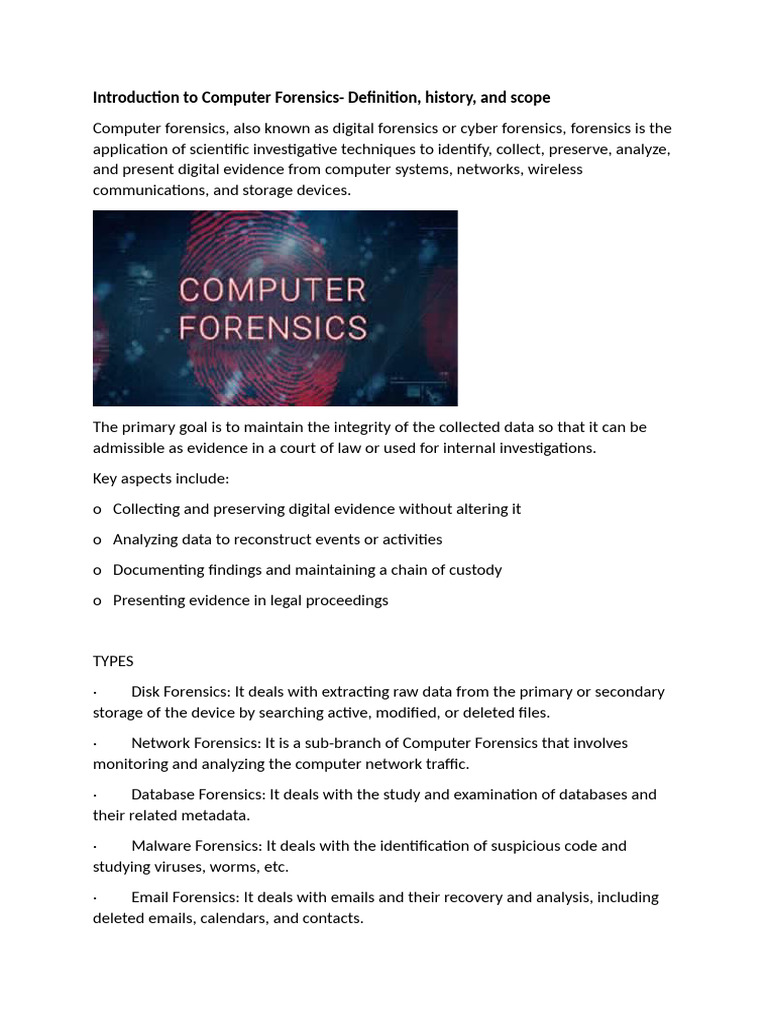 Introduction To Computer Forensics | PDF | Computer Forensics | Digital ...