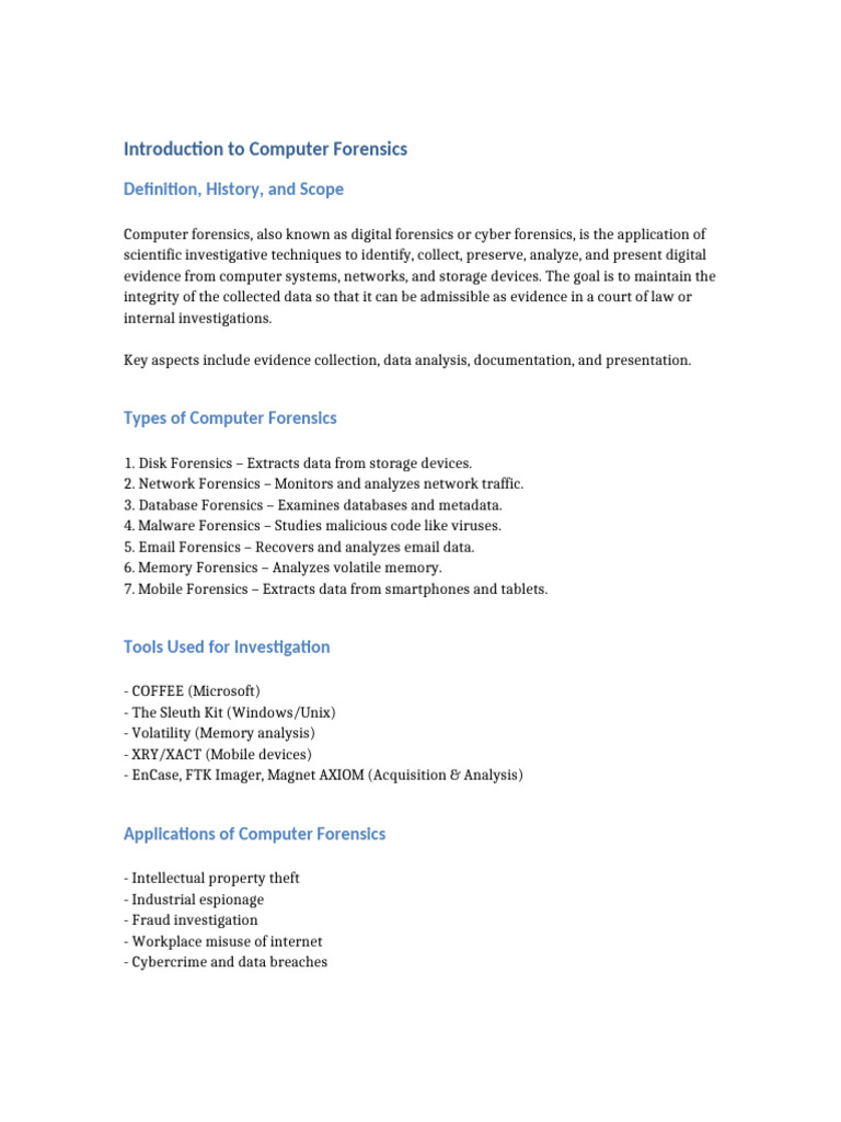 Computer Forensics: Techniques & Tools | PDF | Computer Forensics ...